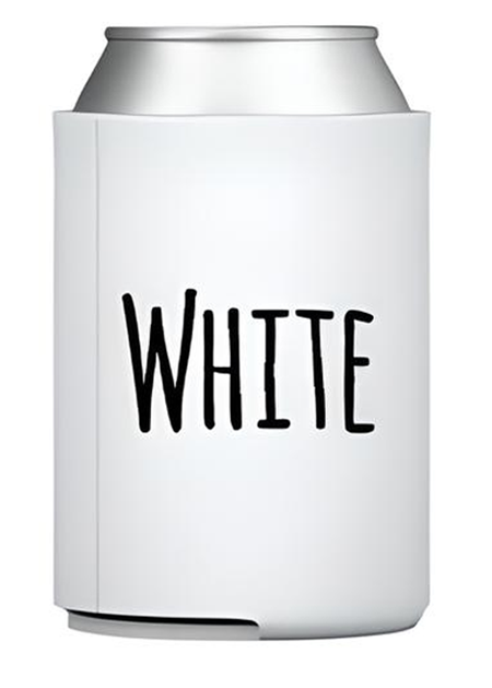 A white can with the word "WHITE" printed on it in black text.