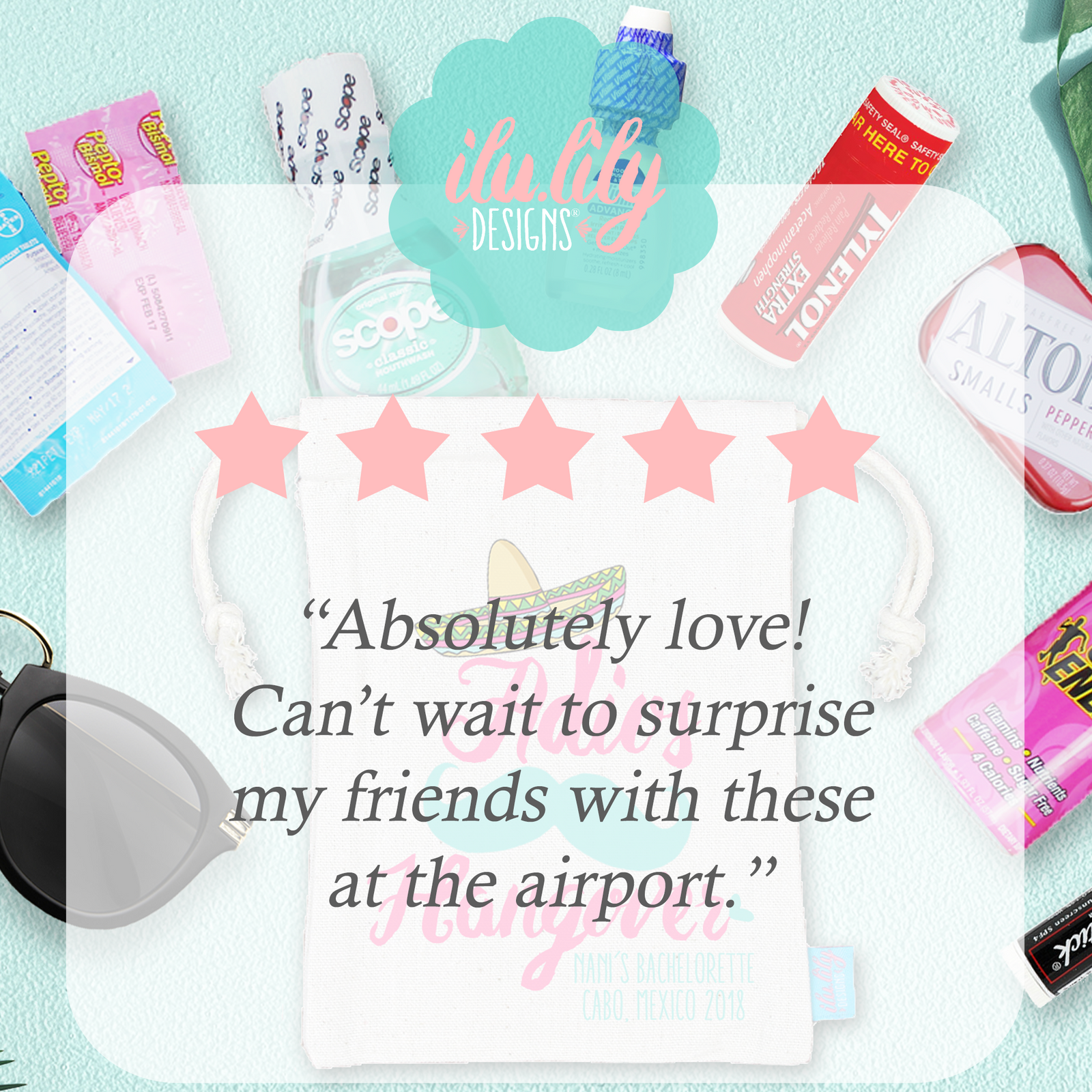 Bachelorette Party Hangover Kit Favor Bag | Mexico Bachelorette | Adios Hangover