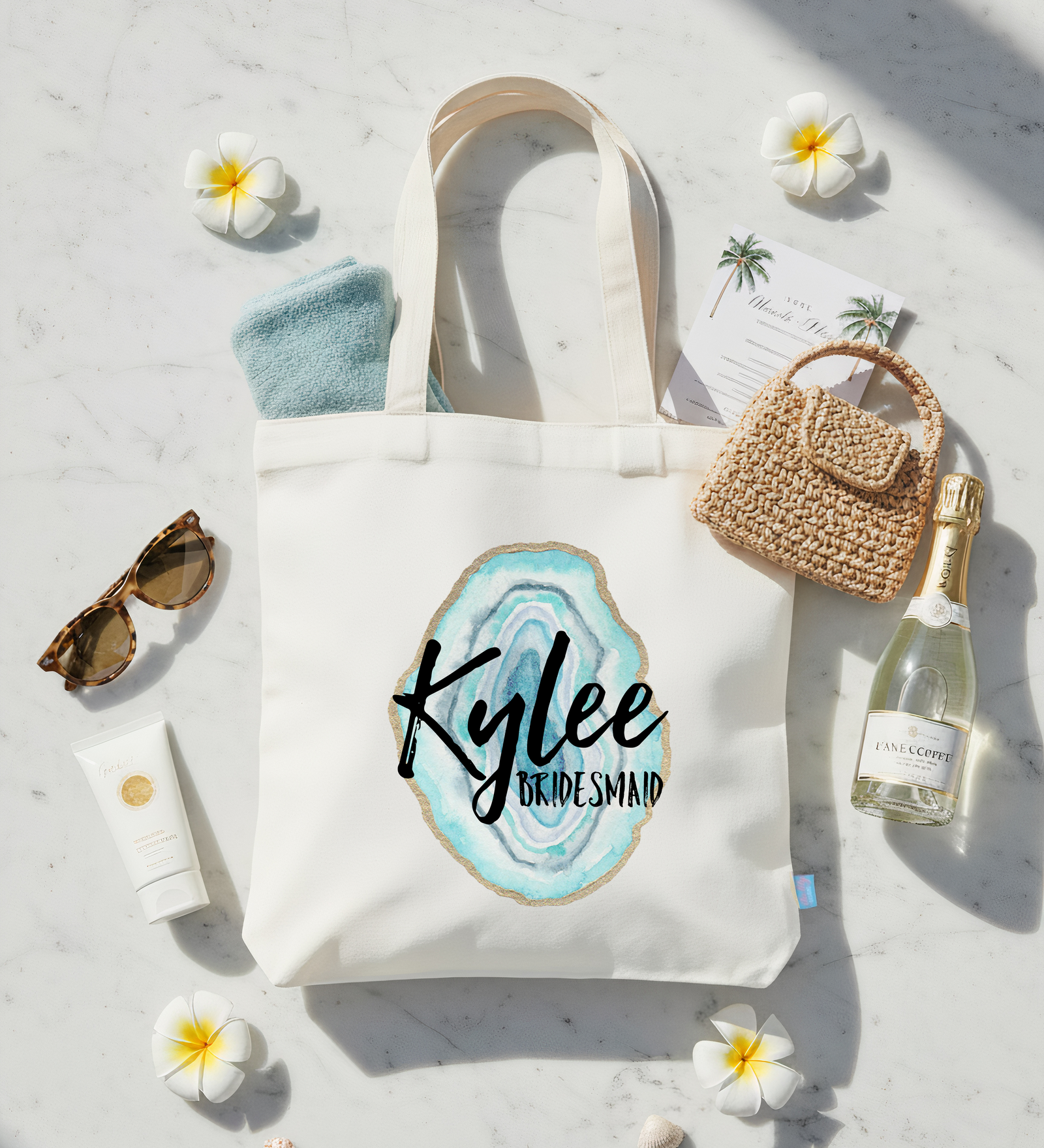 Personalized Canvas Tote Bag for Brides by Ilu.Lily
