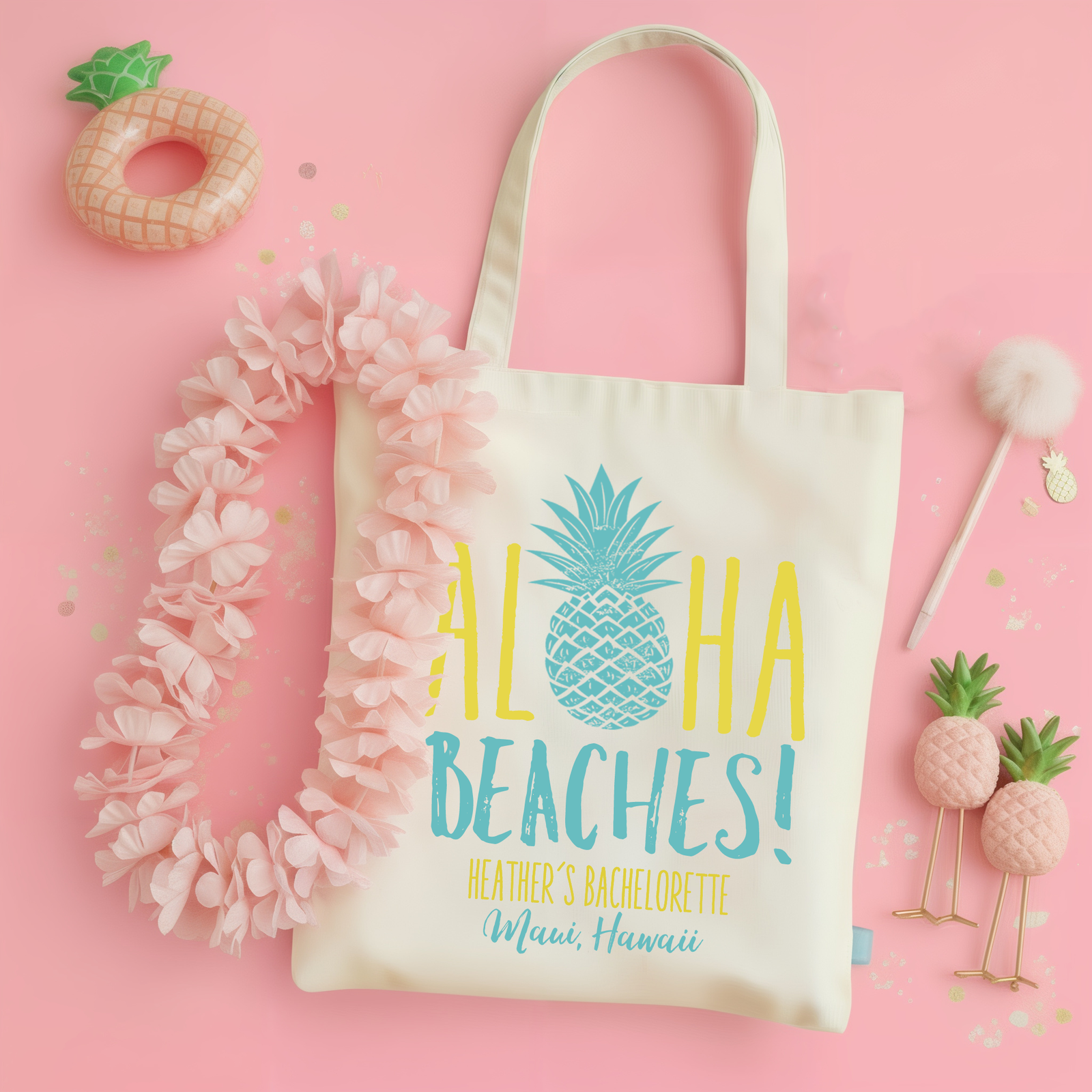 Beach Personalized Canvas Tote Bag for Bachelorette Parties by Ilu.Lily