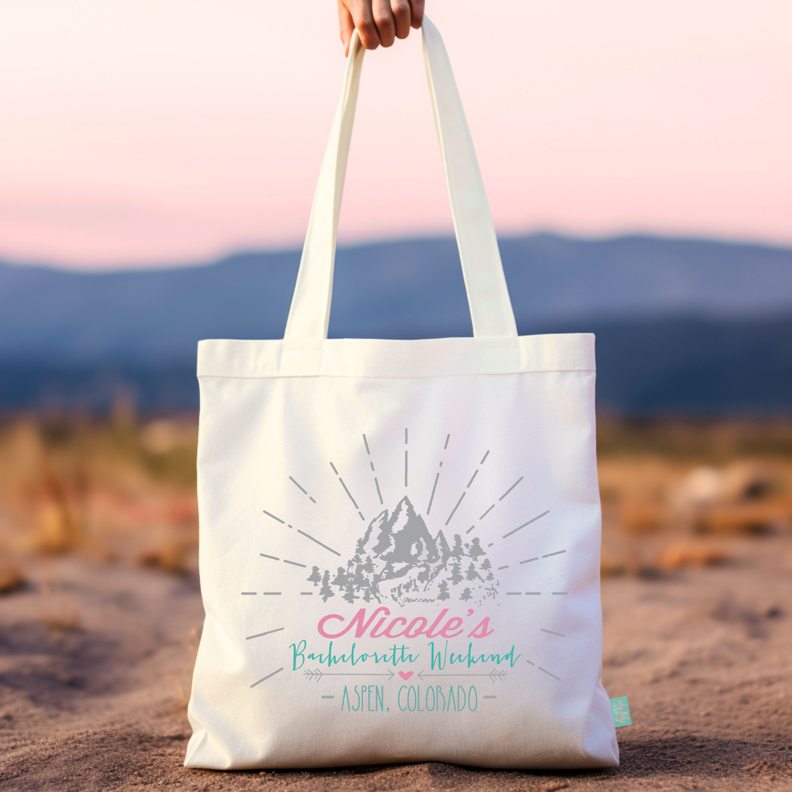 Aspen Personalized Canvas Tote Bag for Bachelorette Parties by Ilu.Lily