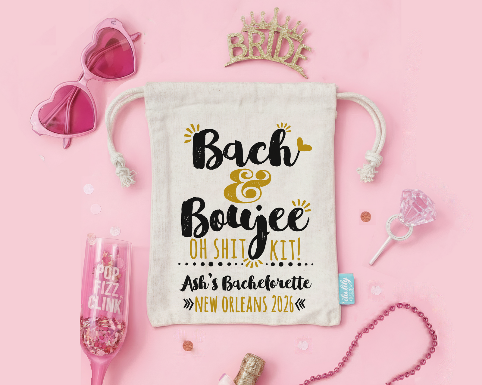 Bach and Boujee Bachelorette Party Hangover Favor Bag | Oh Shit Kit