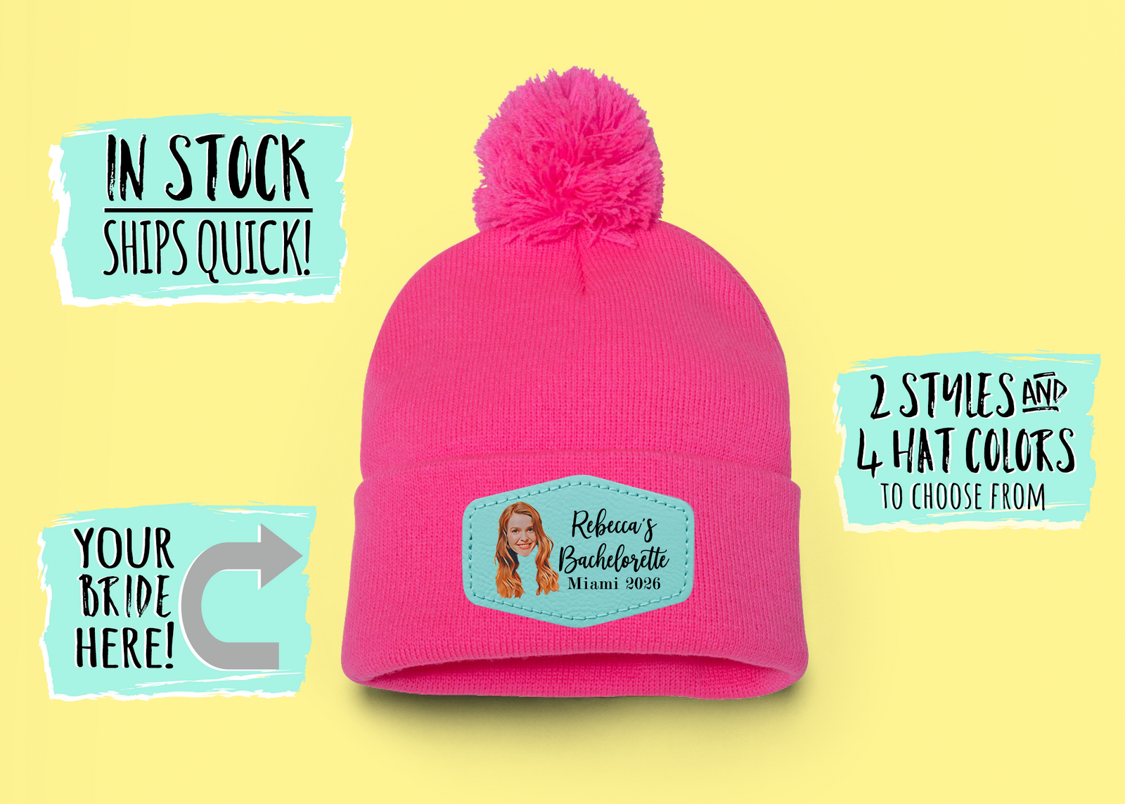 Bachelorette Party Beanie Hats | Girl Trip Winter Hat | Custom Photo