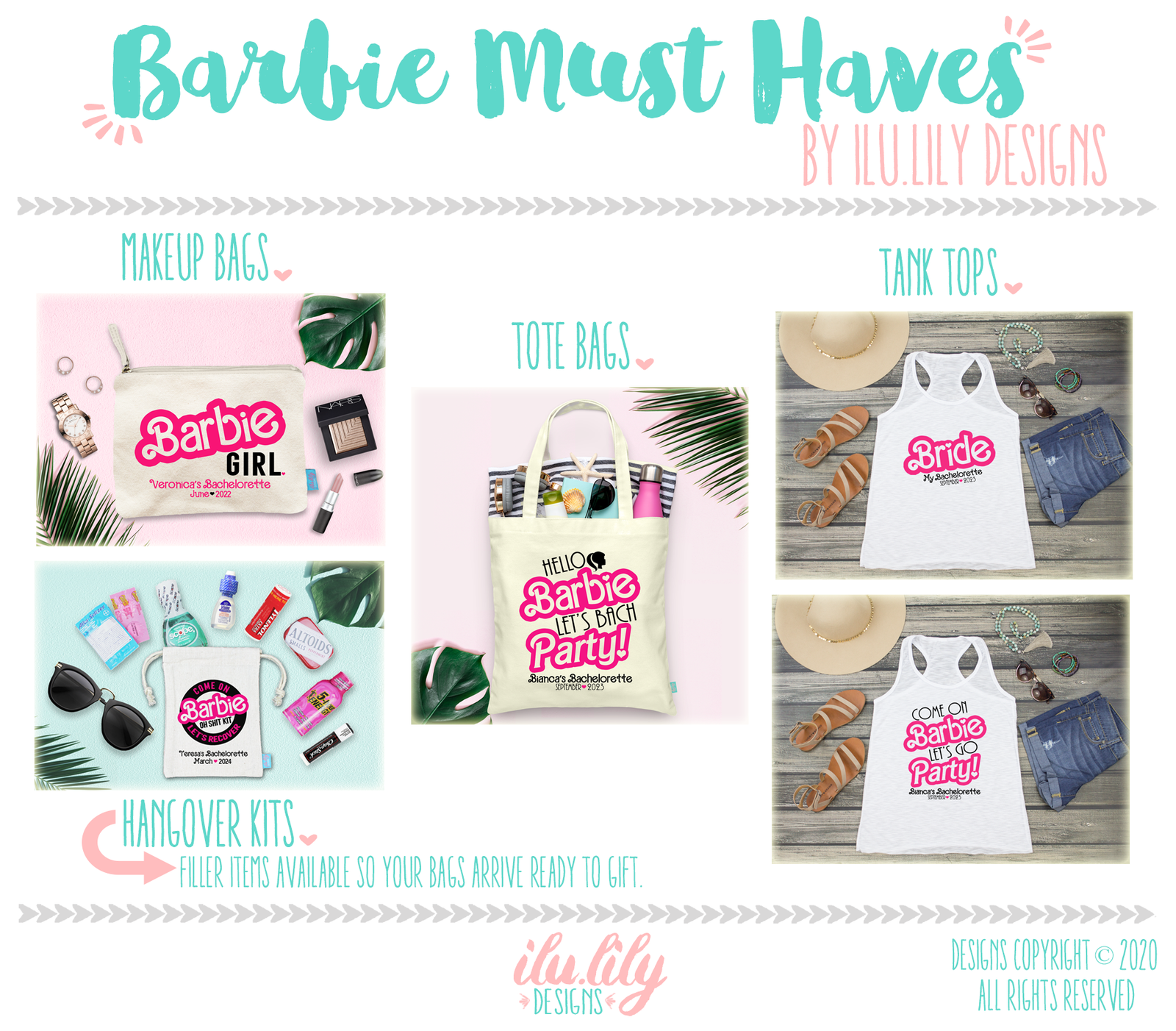 Barbie Personalized Party Favor Bag for Bachelorette Parties by Ilu.Lily