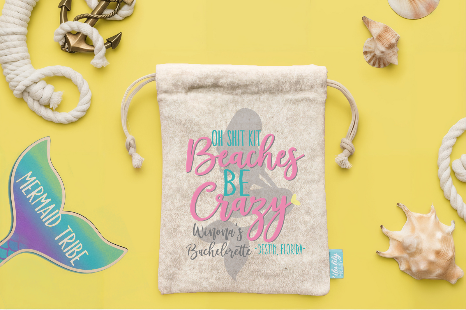 Bachelorette Party Hangover Kit | Mermaid Bachelorette Favor Bag | Beaches Be Crazy