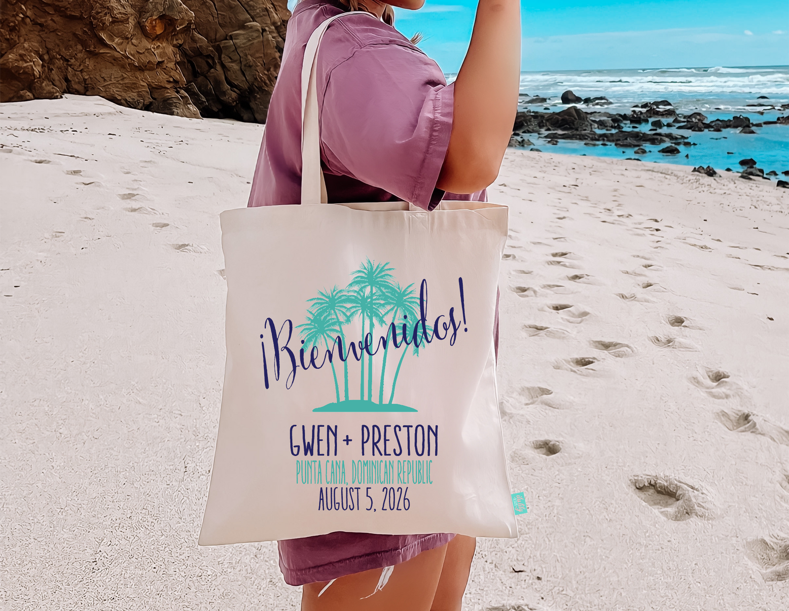 Destination Wedding Welcome Tote Bags | Personalized Wedding Tote Bag | Bienvenidos