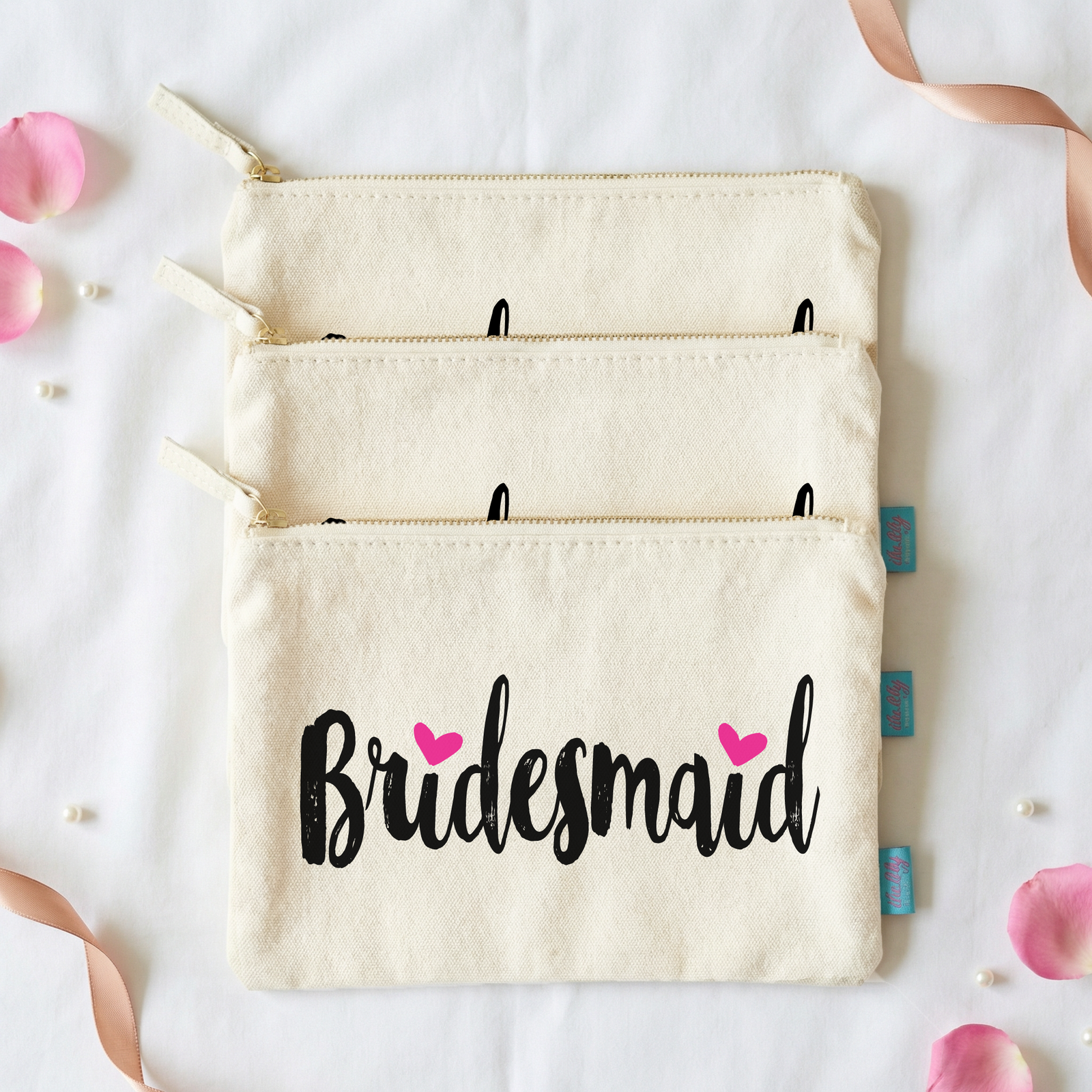 Personalized Canvas Makeup Bag for Bridesmaids by Ilu.Lily
