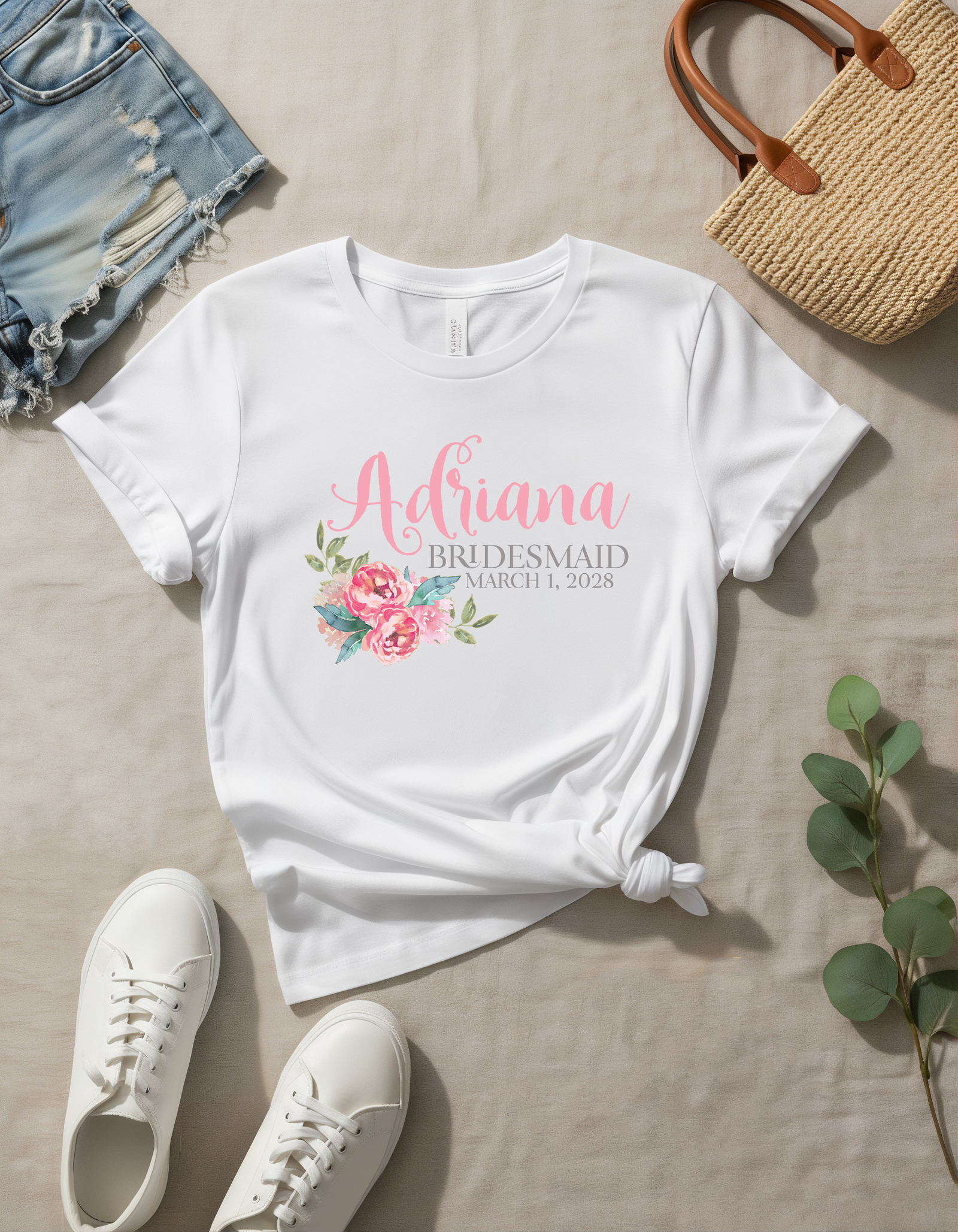 Bridesmaid Personalized T-Shirt | Floral Bridesmaid