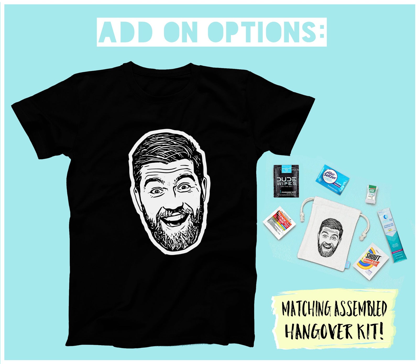 Bachelor Party Shirt - Custom Caricature Groomsmen Gift Cotton Black T-Shirt