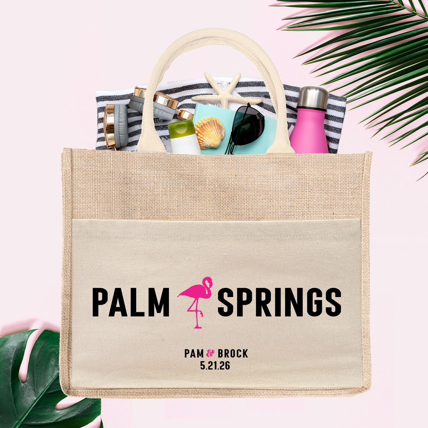 Wedding Welcome Bags Burlap Jute Bag | Hotel Wedding Welcome Bag | Palm Springs Wedding