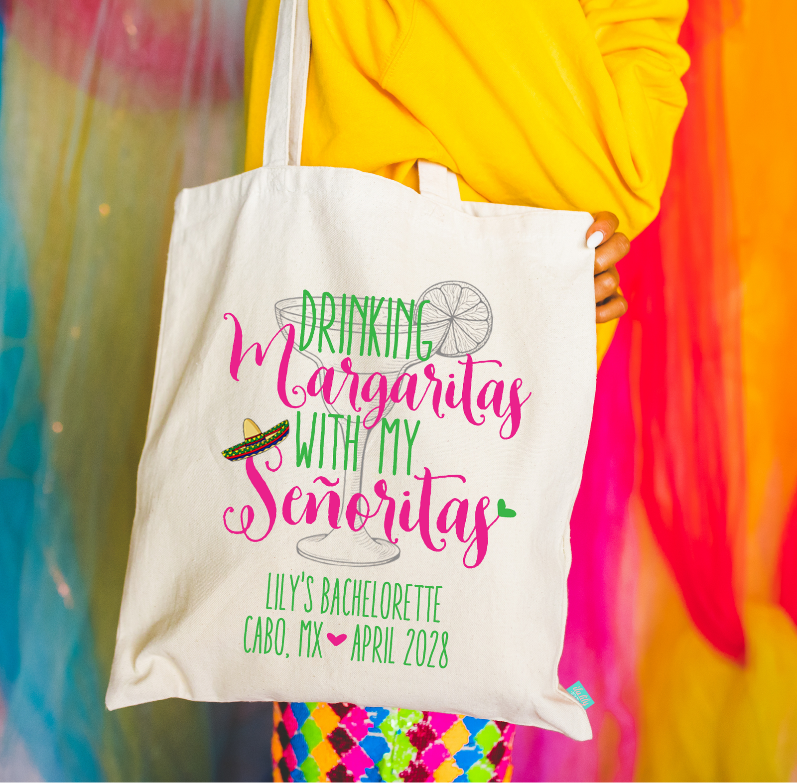 Mexico Personalized Canvas Tote Bag for Bachelorette Parties by Ilu.Lily