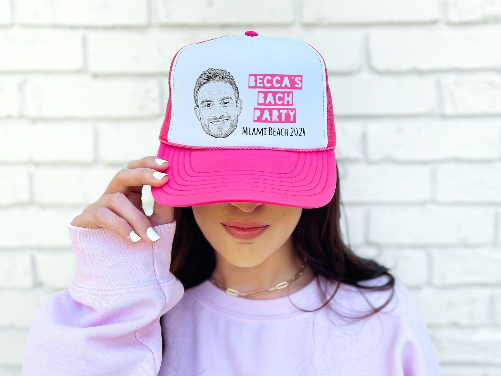 Bachelorette Party Trucker Hat | Custom Photo - Bachelorette Party Hats, Hats for Bachelorette Party, Bachelorette Party Favors Party Hat