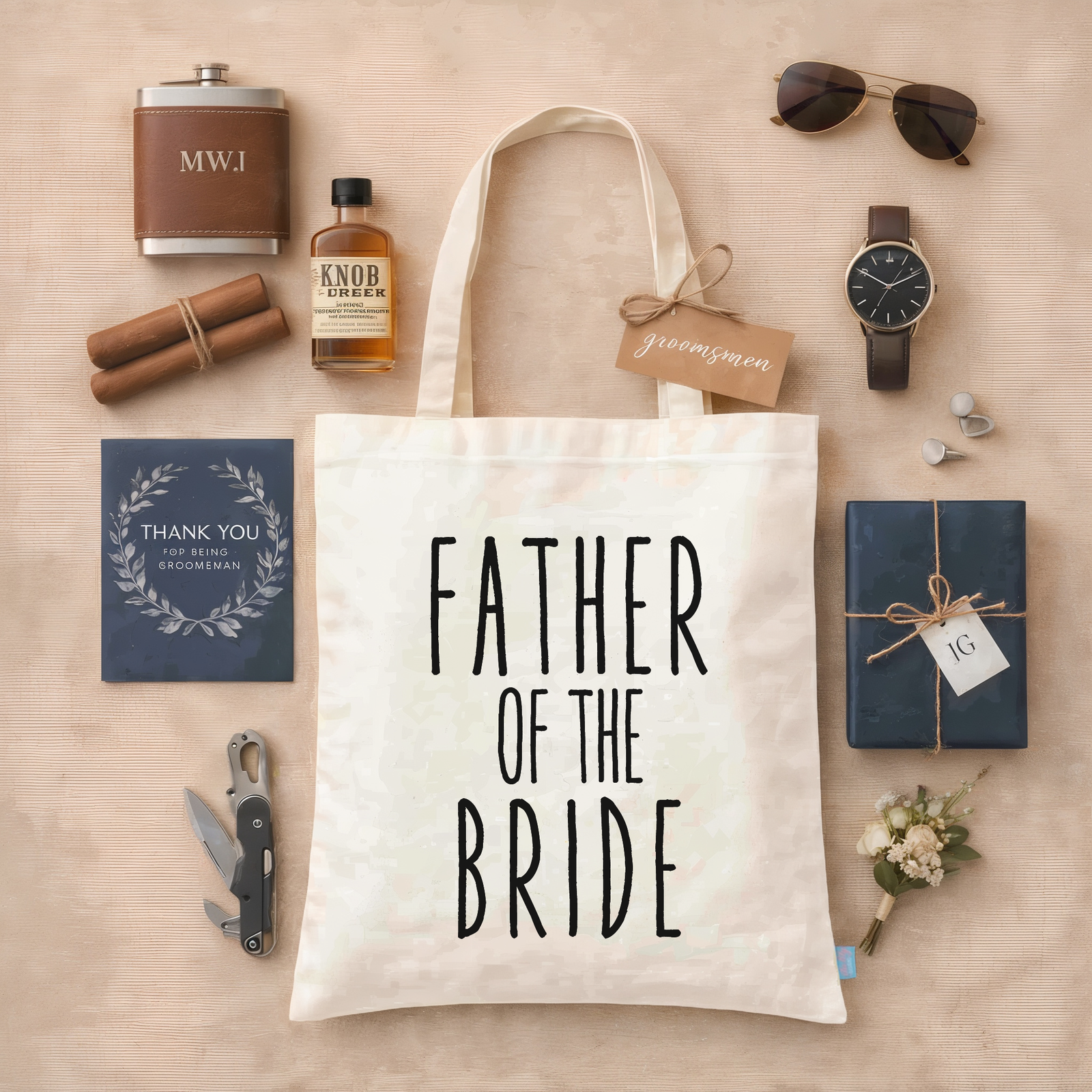 Personalized Canvas Tote Bag for Brides by Ilu.Lily