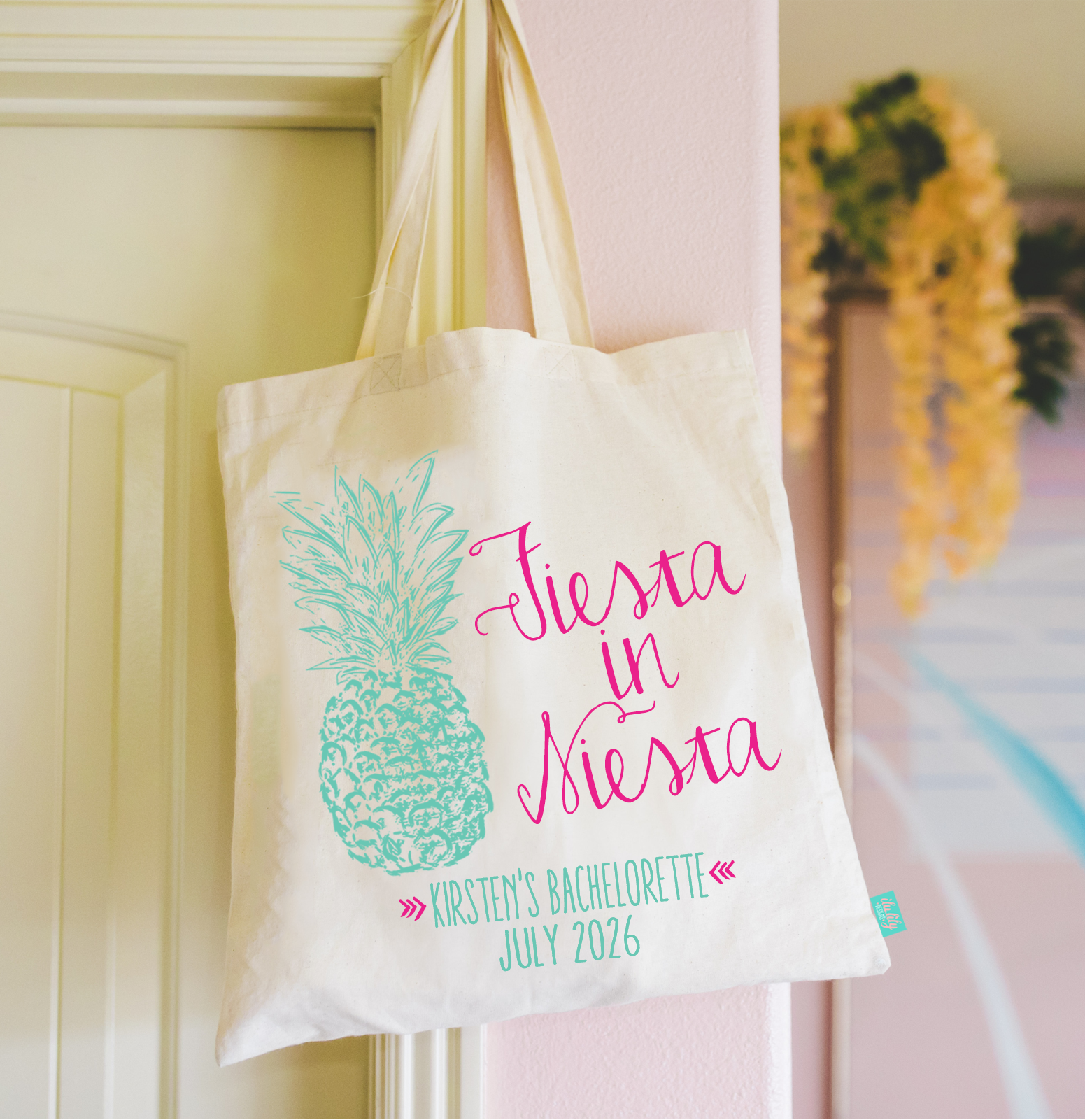 Fiesta Personalized Canvas Tote Bag for Bachelorette Parties by Ilu.Lily