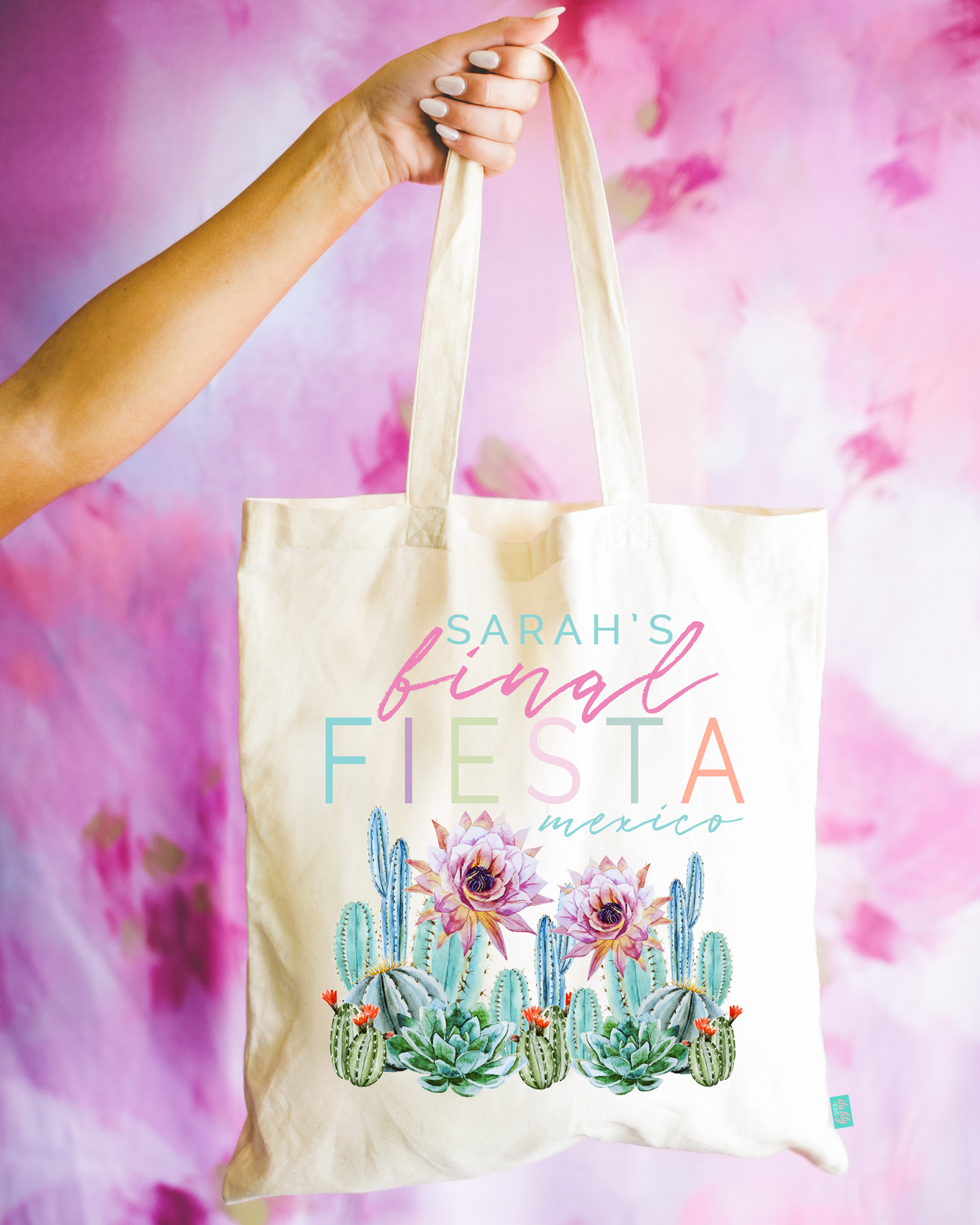 Fiesta Personalized Canvas Tote Bag for Bachelorette Parties by Ilu.Lily