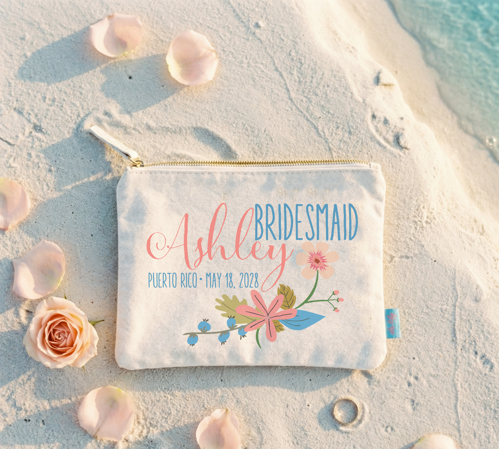 Personalized Canvas Makeup Bag for Bridesmaids by Ilu.Lily