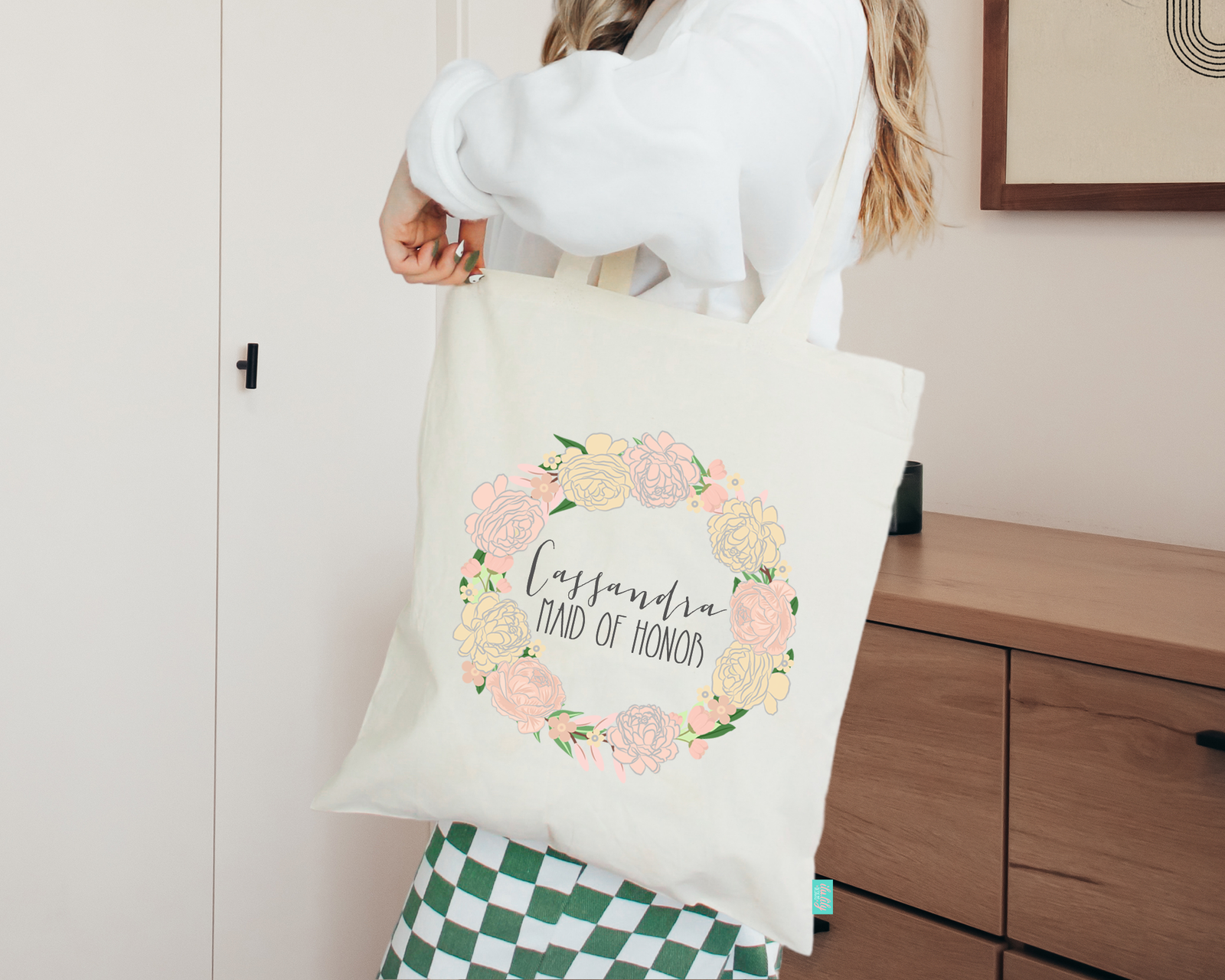 Bridal Party Wedding Tote Bag | Floral Wreath
