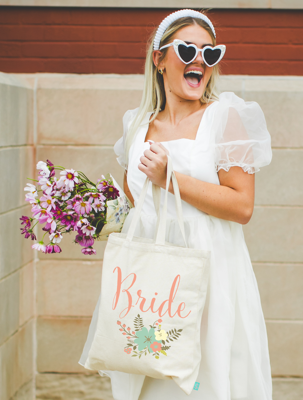 Personalized Canvas Tote Bag for Brides by Ilu.Lily