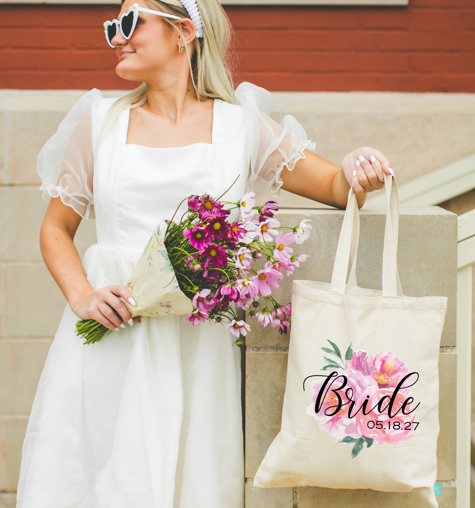Personalized Canvas Tote Bag for Brides by Ilu.Lily