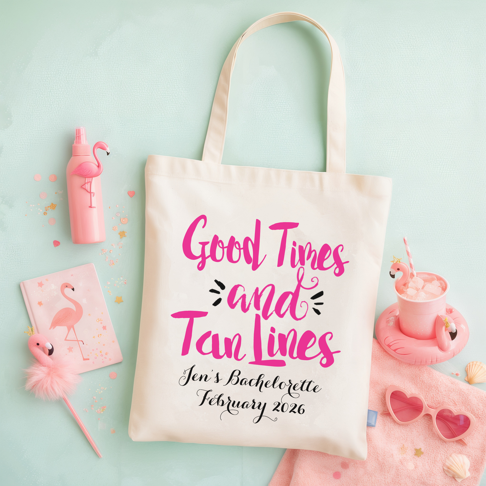 Beach Personalized Canvas Tote Bag for Bachelorette Parties by Ilu.Lily