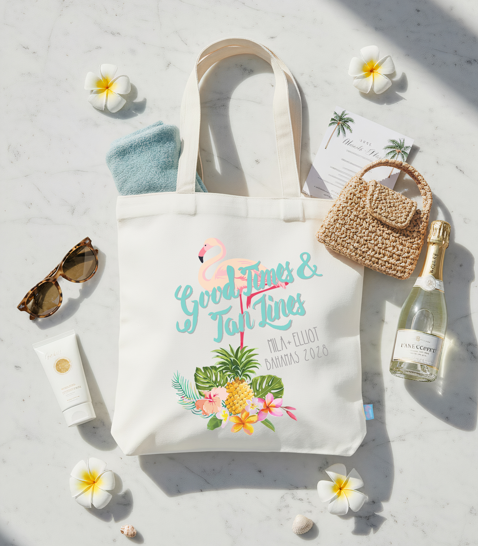 Destination Wedding Welcome Tote Bags | Personalized Tote Bag | Good Times & Tan Lines