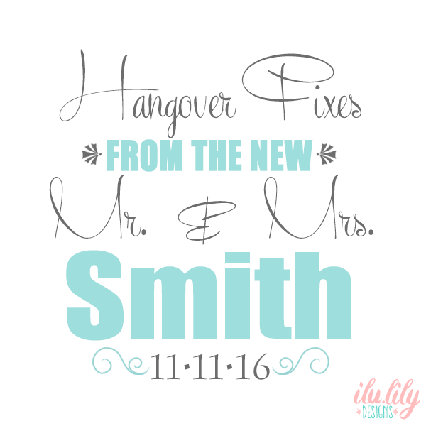 Wedding Favor Bag | Hangover Fixes from the Mr. & Mrs.