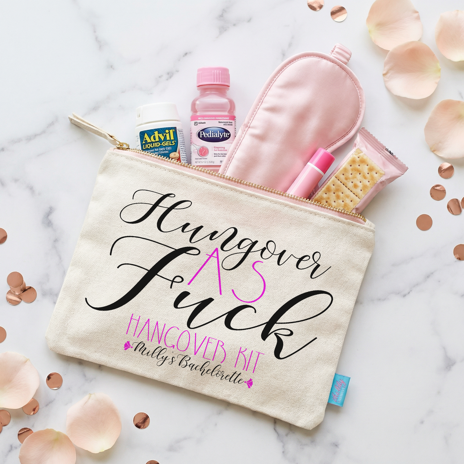 Personalized Canvas Makeup Bag for Bachelorette Parties by Ilu.Lily