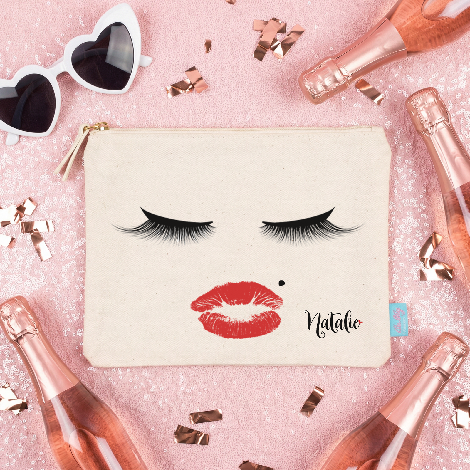 Personalized Canvas Makeup Bag for Brides by Ilu.Lily