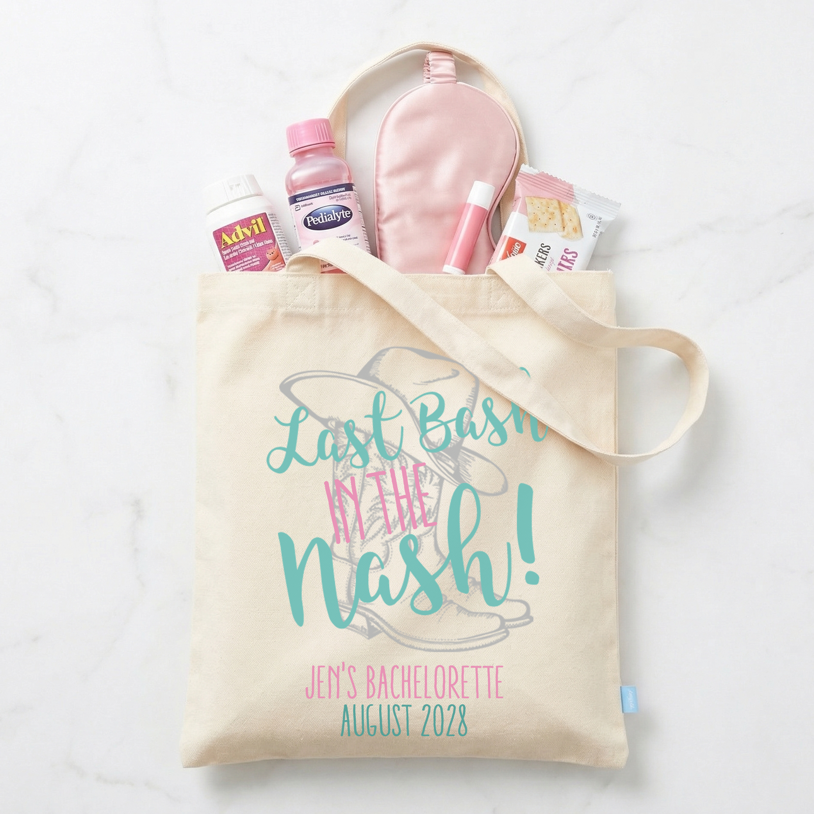 Nashville Personalized Canvas Tote Bag for Bachelorette Parties by Ilu.Lily