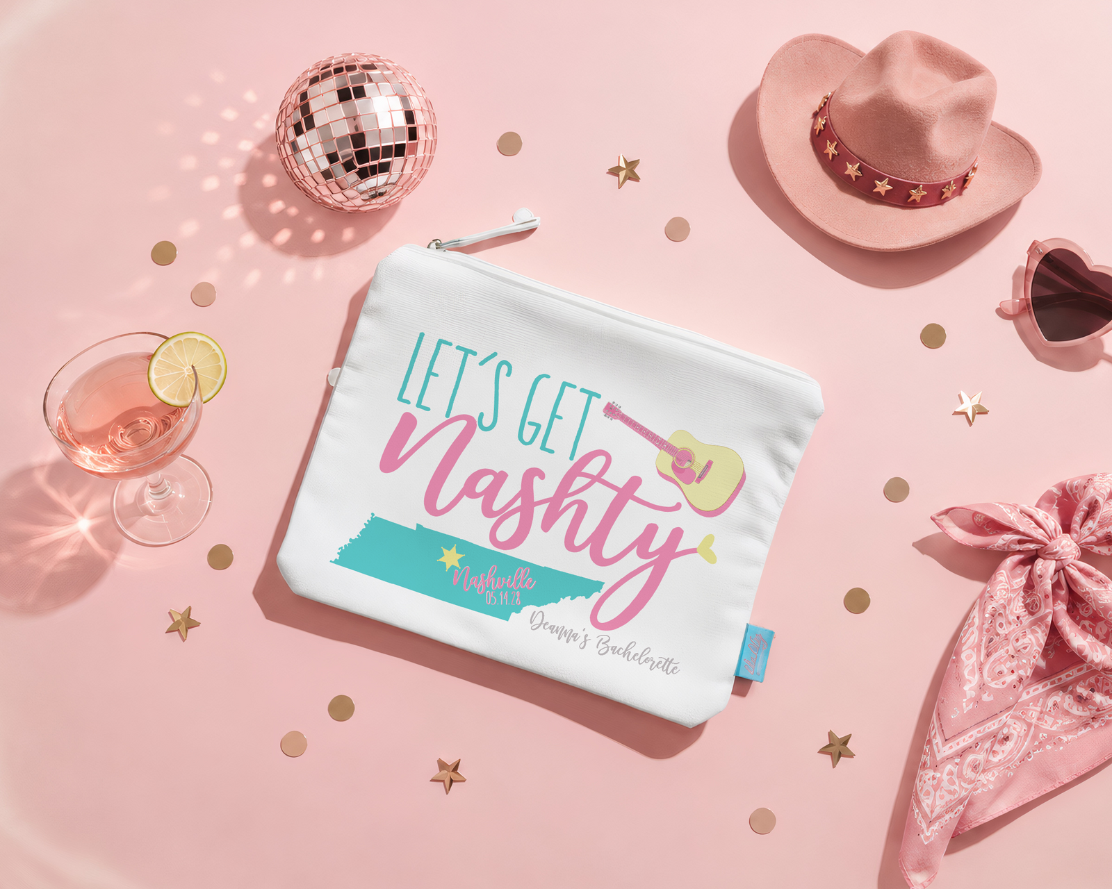 Bachelorette Party Nashville Makeup Cosmetic Bag | Let's Get Nashty