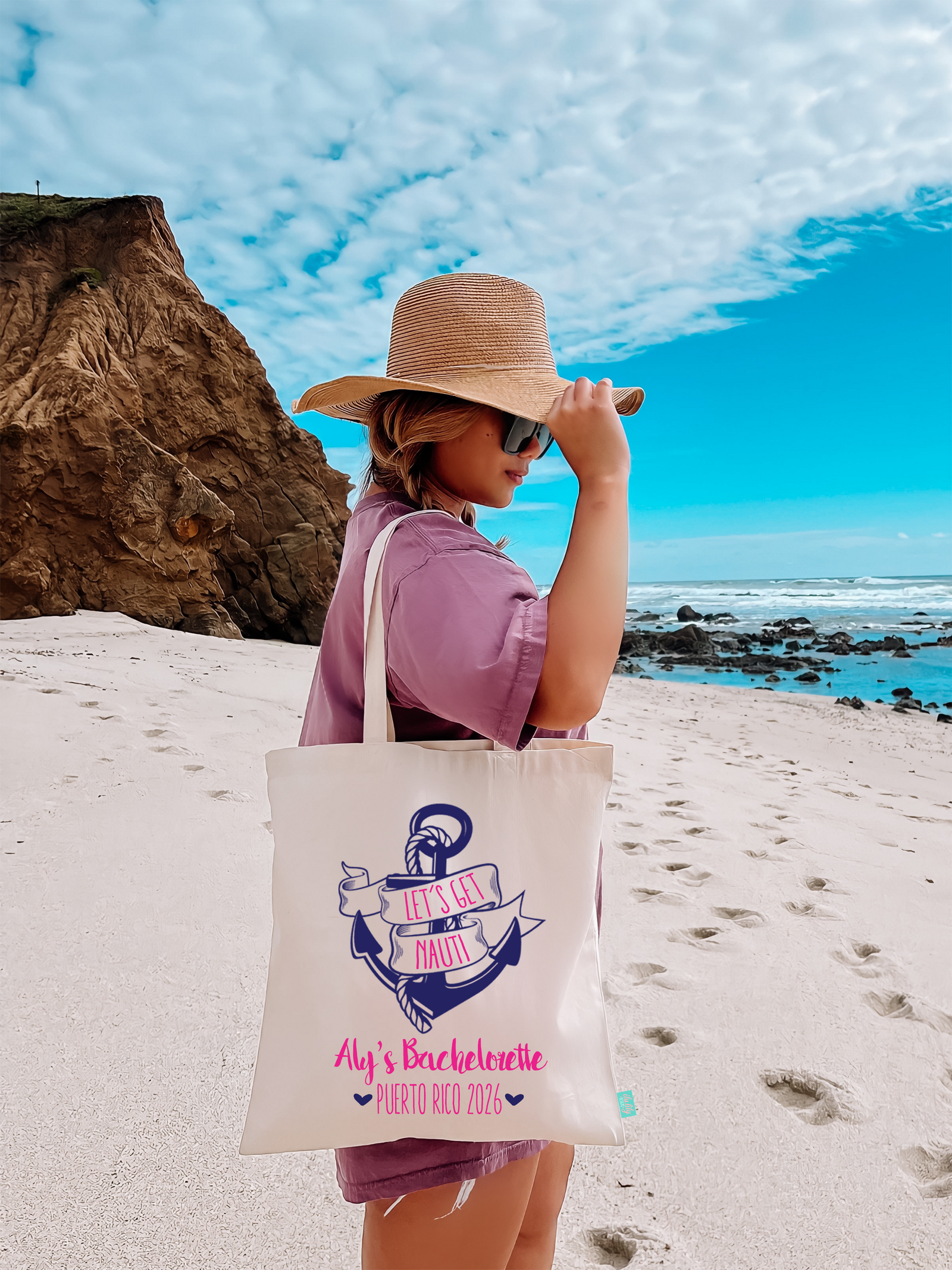 Bachelorette Party Matching Tote Bags | Nautical Bachelorette | Let's Get Nauti Anchor