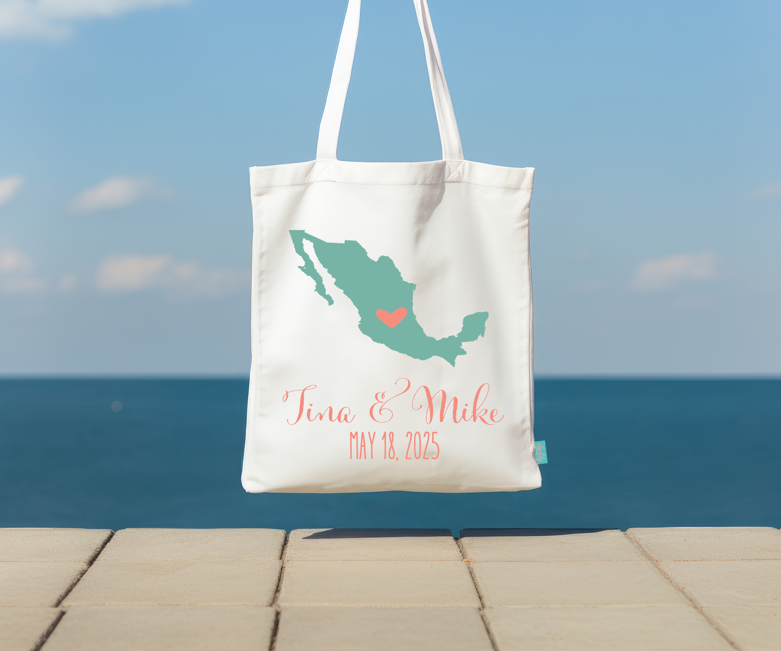Simple Destination Map - Wedding Welcome Tote Bag