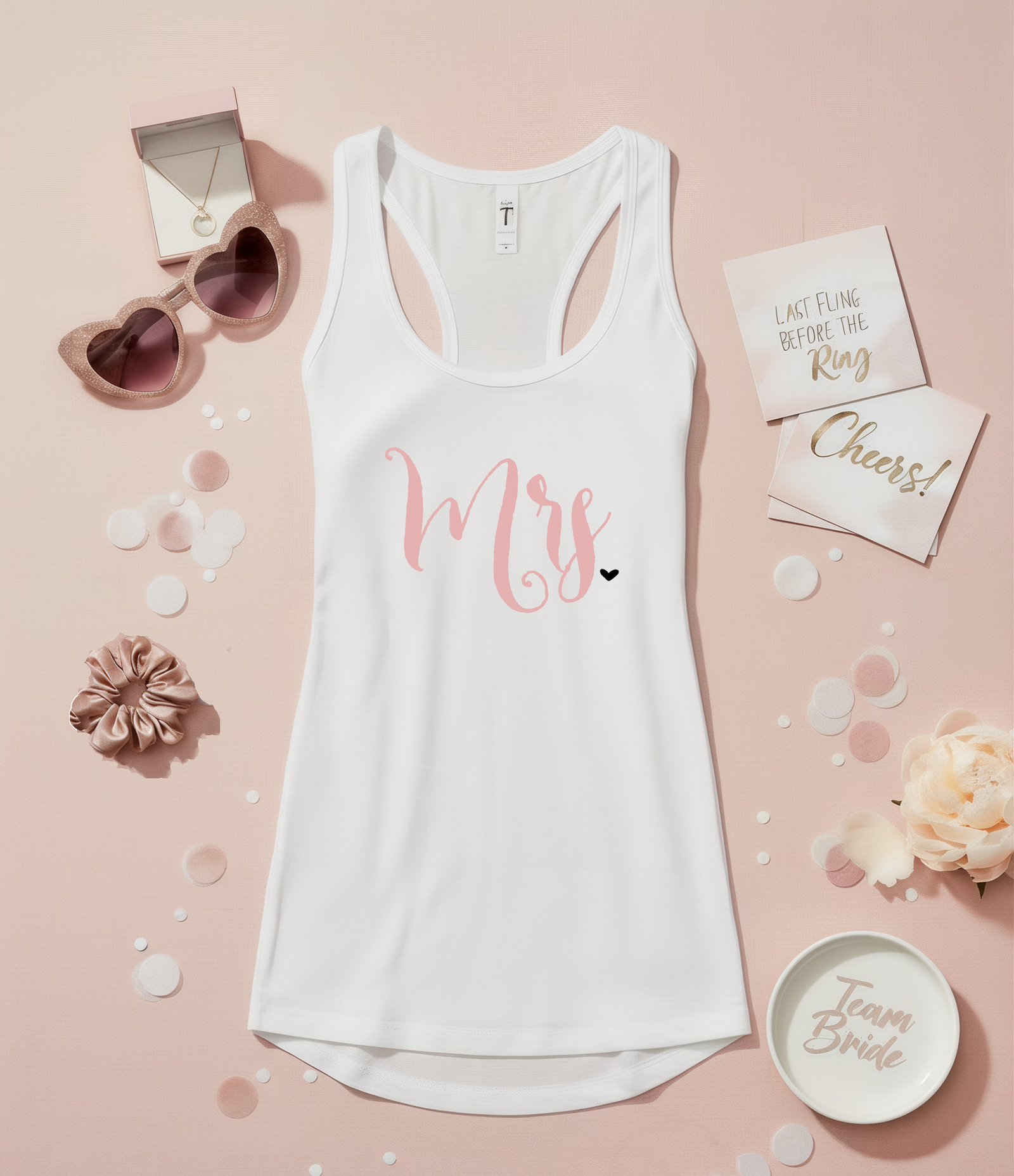 Bride T-Shirt - Personalized Bridal Party Shirts | Racerback Tank & V-Neck