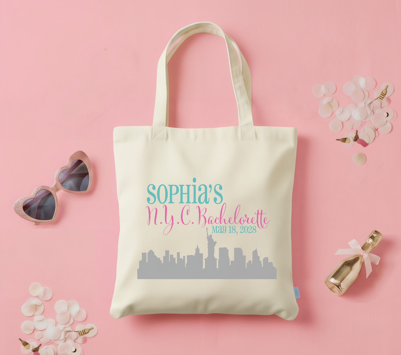 Personalized Canvas Tote Bag for Bachelorette Parties by Ilu.Lily