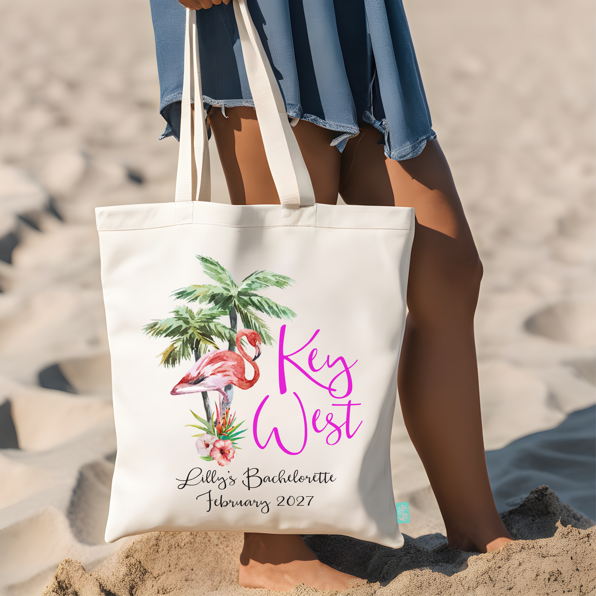 Destination Bachelorette Party Tote Bag | Flamingo Bachelorette | Pretty Flamingo Key West