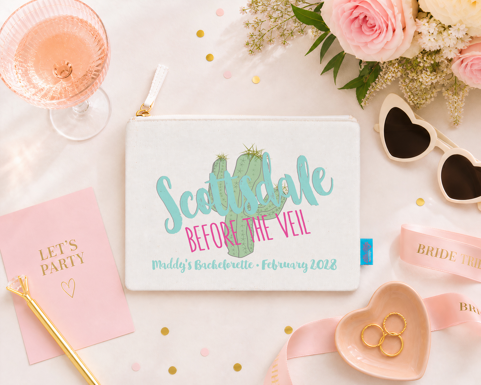 Scottsdale Personalized Canvas Makeup Bag for Bachelorette Parties by Ilu.Lily