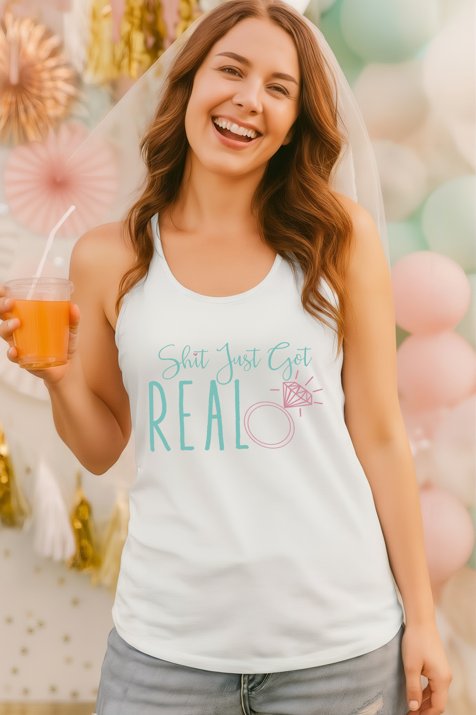 Bachelorette Party T-Shirt | Just Engaged | Shit Just Got Real