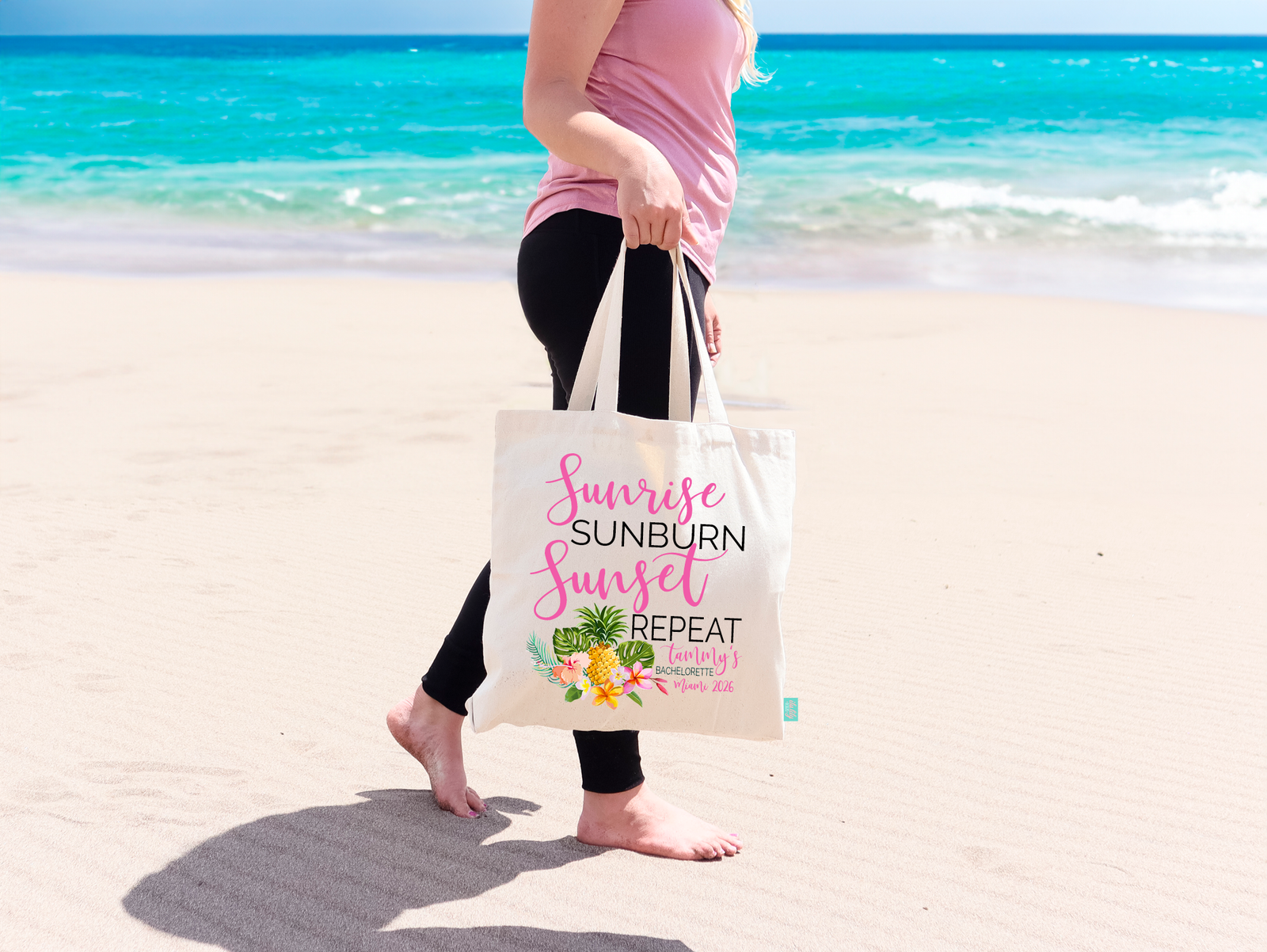 Bachelorette Party Tote Bags | Tropical Bachelorette Party | Sunrise Sunburn Sunset Repeat