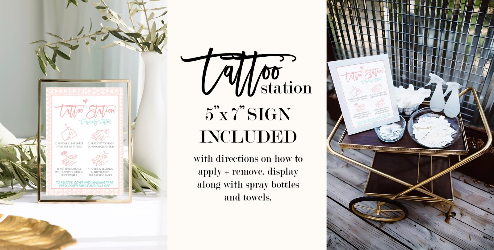 Personalized Wedding Heart Temporary Tattoo Wedding Favors | Custom Tattoo Bar Favor | Engagement Party Favor