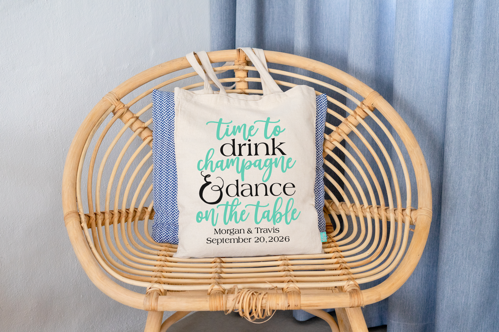 Wedding Welcome Tote Bags | Time to Drink Champagne and Dance on the Table