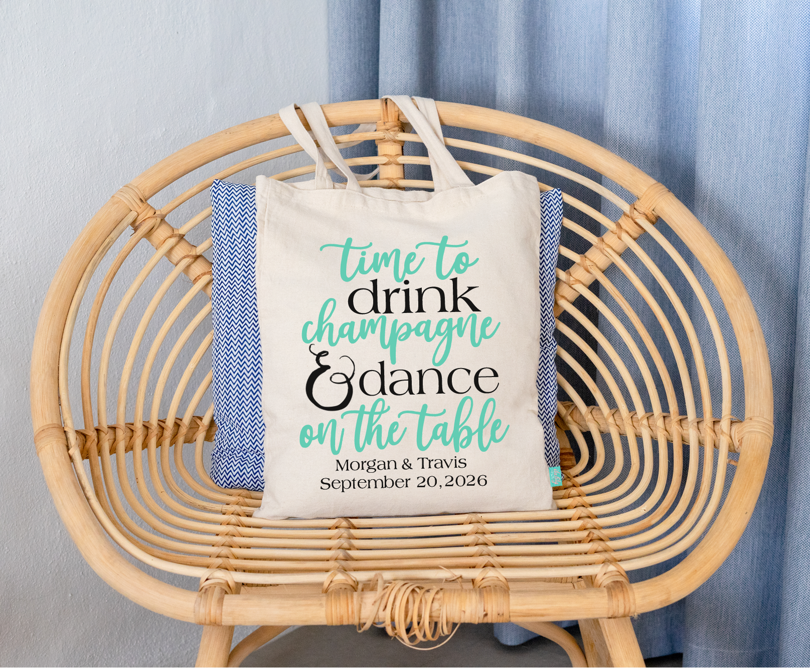Wedding Welcome Tote Bags | Time to Drink Champagne and Dance on the Table