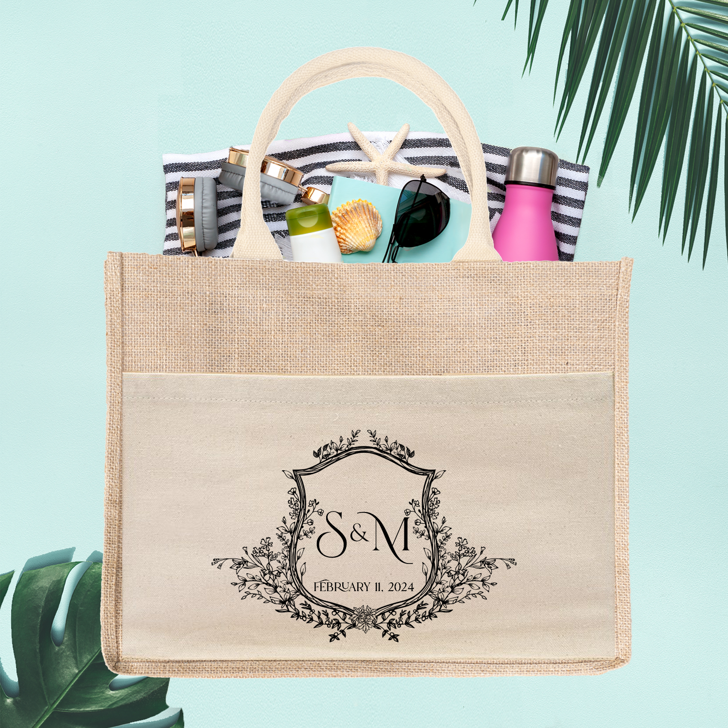 Wedding Welcome Bags Burlap Jute Bag | Hotel Wedding Welcome Bag | Wedding Crest