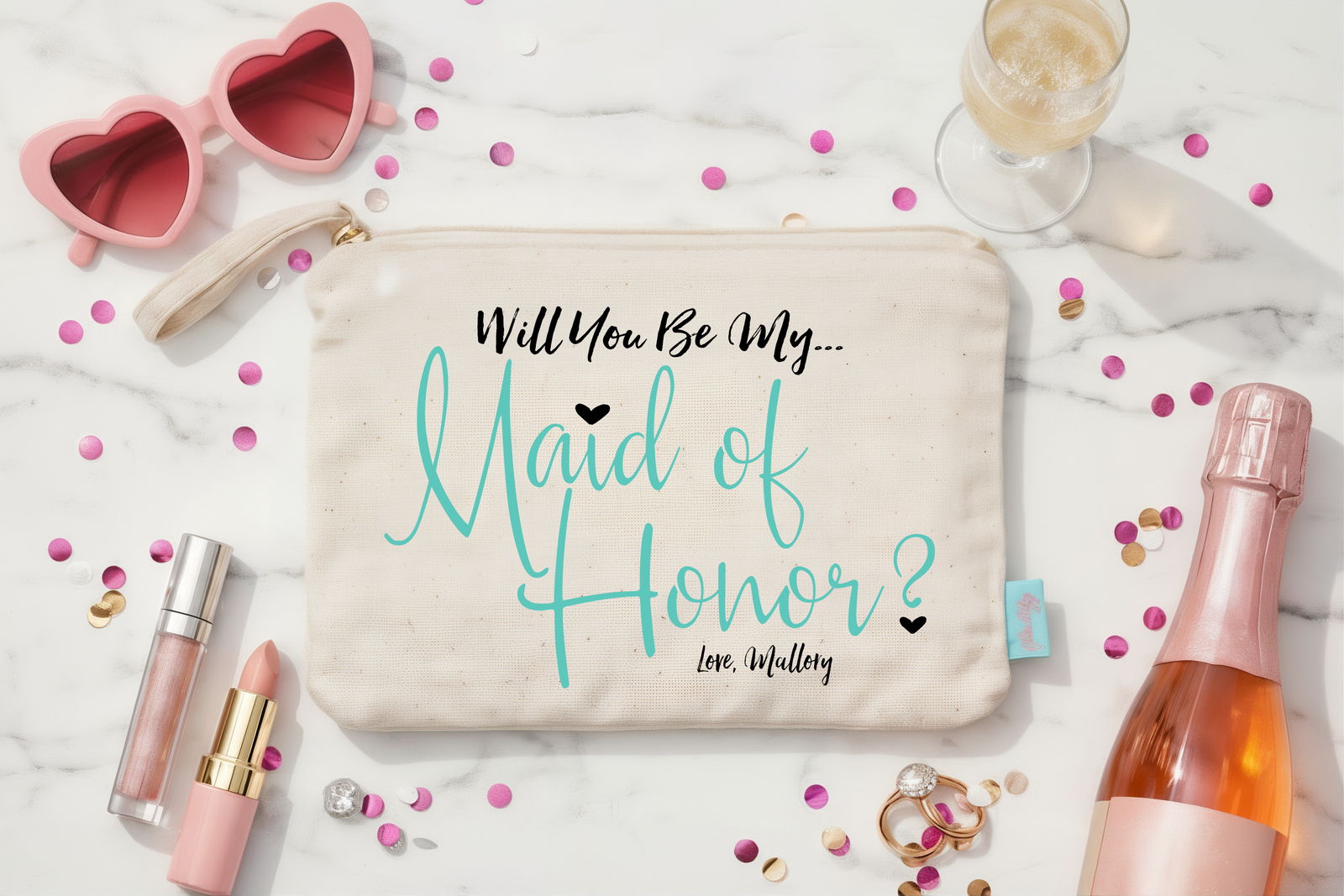 Personalized Canvas Makeup Bag for Bridesmaids by Ilu.Lily