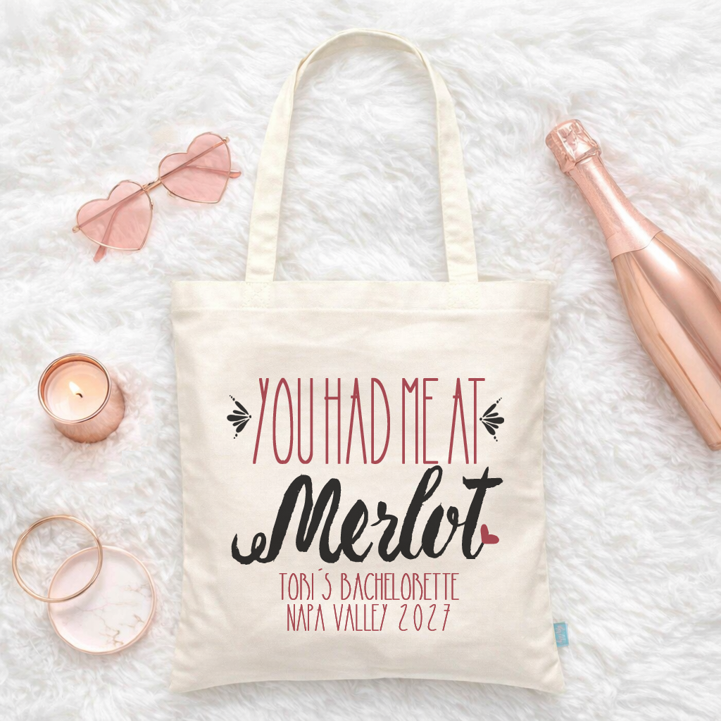 Bachelorette Party Wine Country Tote Bag | Wine Tasting Bachelorette | You Had Me At Merlot