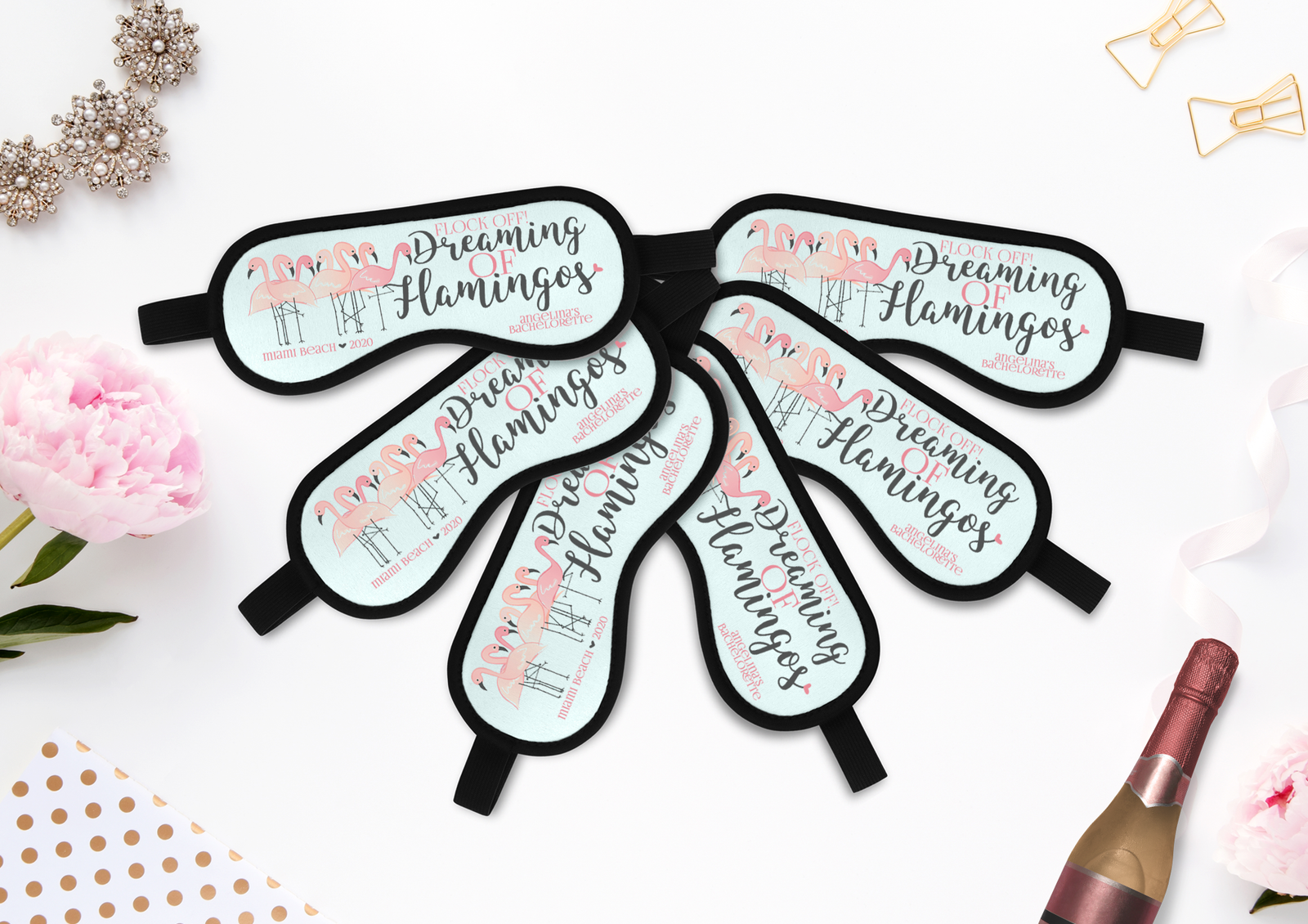 Bachelorette Party Sleep Mask Favors | Flamingo Bachelorette Party | Dreaming of Flamingos