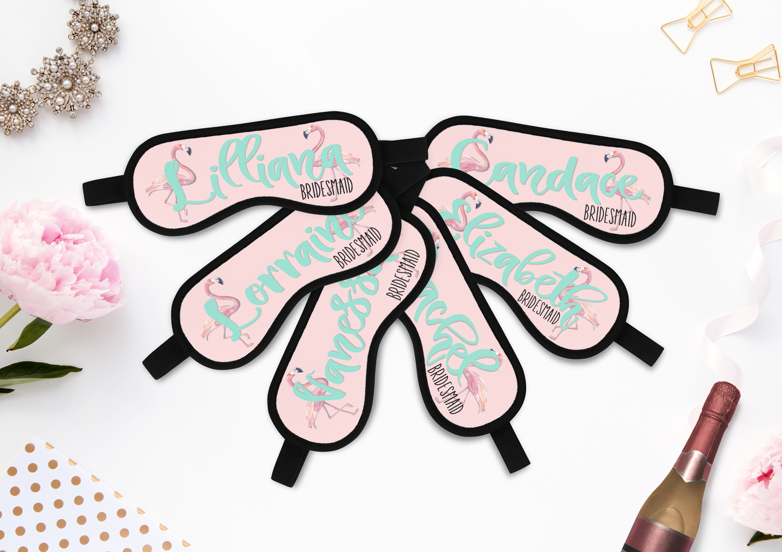 Bridal Party Sleep Masks | Personalized Sleep Mask | Flamingos