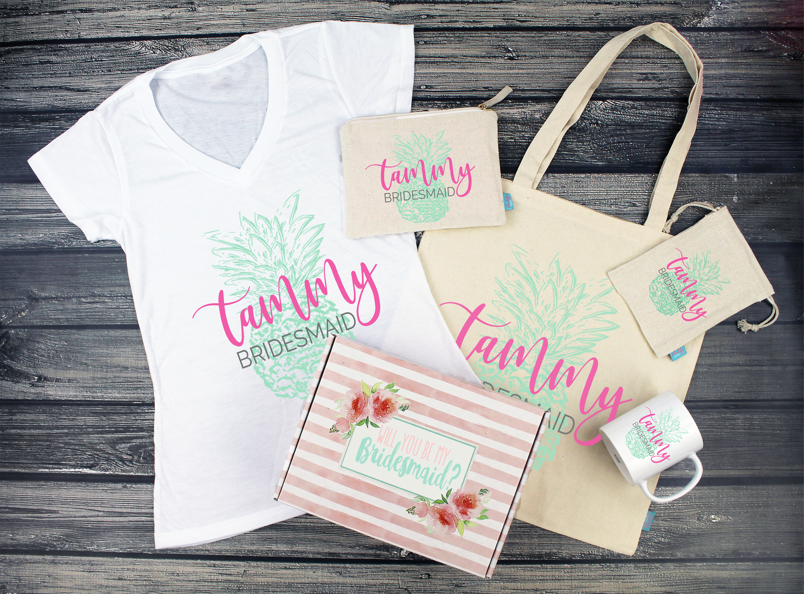 Bridesmaid Proposal Box | Will You Be My Bridesmaid | Pineapple