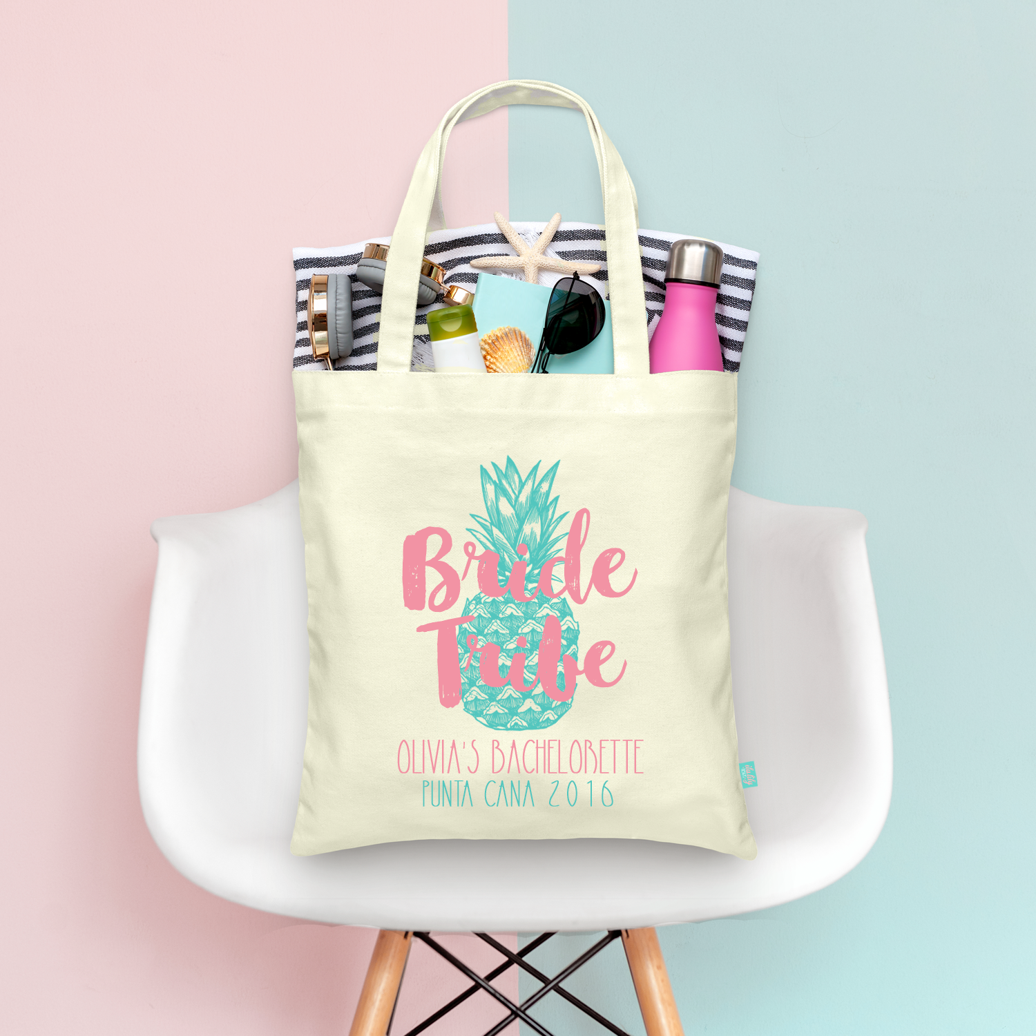 Bridal Party Personalized Tote Bags | Pineapple Bachelorette Theme | Bride Tribe