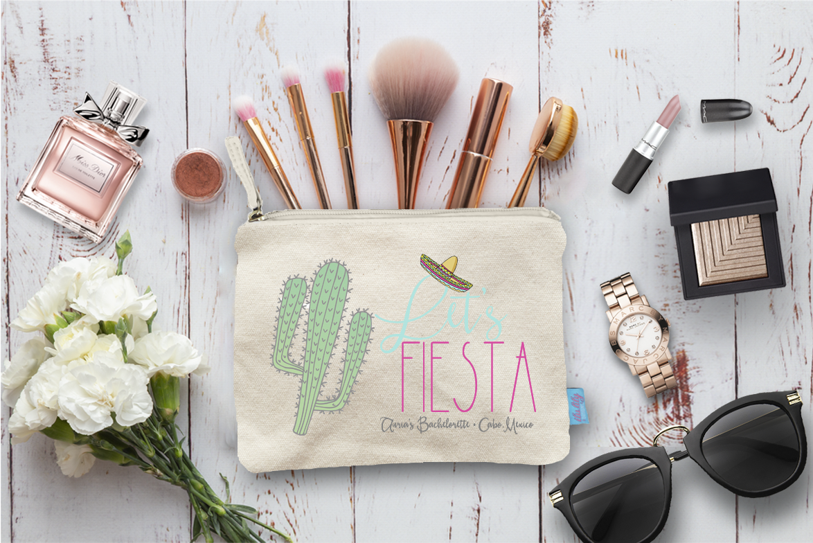 Bridal Party Makeup Bag | Bachelorette Party Cosmetic Bag | Let's Fiesta