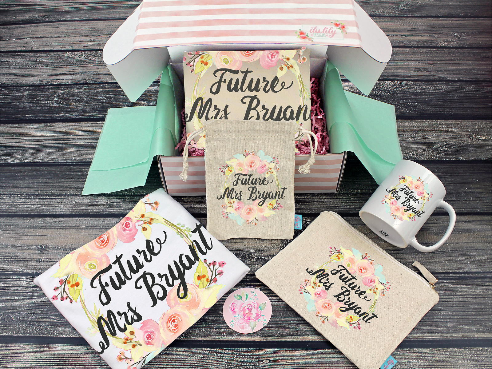 Engagement Gift Box | Gift for Bride to Be | Floral Wreath